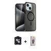 MARSİLYAN™- iPhone 14 Kılıf Nova Asil Prime - Siyah Bilvis 3D Cam Ekran Koruyucu + PVD Metal Kamera Lens - YL