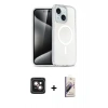 MARSİLYAN™- iPhone 14 Kılıf Nova Asil Prime - Siyah Bilvis 3D Mat Cam Ekran Koruyucu + PVD Metal Kamera Lens - PE