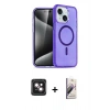MARSİLYAN™- iPhone 14 Kılıf Nova Asil Prime - Siyah Bilvis 3D Mat Cam Ekran Koruyucu + PVD Metal Kamera Lens - PE