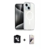 MARSİLYAN™- iPhone 14 Kılıf Nova Asil Prime - Siyah Bilvis 3D Mat Cam Ekran Koruyucu + PVD Metal Kamera Lens - GS
