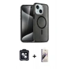 MARSİLYAN™- iPhone 14 Kılıf Nova Asil Prime - Siyah Bilvis 3D Mat Cam Ekran Koruyucu + PVD Metal Kamera Lens - SH