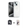 MARSİLYAN™- iPhone 14 Kılıf Nova Asil Prime - Siyah Bilvis 3D Mat Cam Ekran Koruyucu + PVD Metal Kamera Lens - SH
