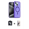 MARSİLYAN™- iPhone 14 Kılıf Nova Asil Prime - Siyah Bilvis 3D Mat Cam Ekran Koruyucu + PVD Metal Kamera Lens - SH