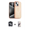 MARSİLYAN™- iPhone 14 Kılıf Nova Asil Prime - Siyah Bilvis 3D Mat Cam Ekran Koruyucu + PVD Metal Kamera Lens - SH