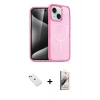 MARSİLYAN™- iPhone 14 Kılıf Nova Asil Prime - Siyah Bilvis 3D Mat Cam Ekran Koruyucu + Diamond Kamera Lens - YL