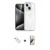MARSİLYAN™- iPhone 14 Kılıf Nova Asil Prime - Siyah Bilvis 3D Mat Cam Ekran Koruyucu + Diamond Kamera Lens - YL