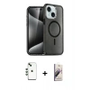 MARSİLYAN™- iPhone 14 Kılıf Nova Asil Prime - Siyah Bilvis 3D Mat Cam Ekran Koruyucu + Shine Kamera Lens - YL