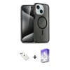 MARSİLYAN™- iPhone 14 Kılıf Nova Asil Prime - Siyah Bilvis 5in1 3D Magic Cam Ekran Koruyucu + Diamond Kamera Lens - PE