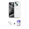 MARSİLYAN™- iPhone 14 Kılıf Nova Asil Prime - Siyah Bilvis 5in1 3D Magic Cam Ekran Koruyucu + Diamond Kamera Lens - PE