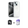 MARSİLYAN™- iPhone 14 Kılıf Nova Asil Prime - Siyah Bilvis 5in1 3D Magic Cam Ekran Koruyucu + PVD Metal Kamera Lens - GS