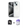 MARSİLYAN™- iPhone 14 Kılıf Nova Asil Prime - Siyah Bilvis 5in1 3D Magic Cam Ekran Koruyucu + PVD Metal Kamera Lens - TU