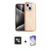 MARSİLYAN™- iPhone 14 Kılıf Nova Asil Prime - Siyah Bilvis 5in1 3D Magic Cam Ekran Koruyucu + PVD Metal Kamera Lens - PE