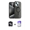MARSİLYAN™- iPhone 14 Kılıf Nova Asil Prime - Siyah Bilvis 5in1 3D Magic Cam Ekran Koruyucu + PVD Metal Kamera Lens - MI