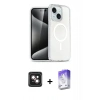 MARSİLYAN™- iPhone 14 Kılıf Nova Asil Prime - Siyah Bilvis 5in1 3D Magic Cam Ekran Koruyucu + PVD Metal Kamera Lens - PE