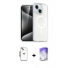 MARSİLYAN™- iPhone 14 Kılıf Nova Asil Prime - Siyah Bilvis 5in1 3D Magic Cam Ekran Koruyucu + Shine Kamera Lens - MI
