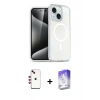 MARSİLYAN™- iPhone 14 Kılıf Nova Asil Prime - Siyah Bilvis 5in1 3D Magic Cam Ekran Koruyucu + Shine Kamera Lens - KI