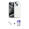 MARSİLYAN™- iPhone 14 Kılıf Nova Asil Prime - Siyah Bilvis 5in1 3D Magic Cam Ekran Koruyucu + Sierra Blue Diamond Kamera Lens