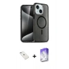 MARSİLYAN™- iPhone 14 Kılıf Nova Asil Prime - Siyah Bilvis 5in1 3D Magic Cam Ekran Koruyucu + Sierra Blue Diamond Kamera Lens