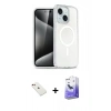 MARSİLYAN™- iPhone 14 Kılıf Nova Asil Prime - Siyah Bilvis 5in1 5D Magic Hayalet Cam Ekran Koruyucu + Diamond Kamera Lens - KI