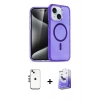 MARSİLYAN™- iPhone 14 Kılıf Nova Asil Prime - Siyah Bilvis 5in1 5D Magic Hayalet Cam Ekran Koruyucu + Gümüş Shine Kamera Lens