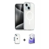 MARSİLYAN™- iPhone 14 Kılıf Nova Asil Prime - Siyah Bilvis 5in1 5D Magic Hayalet Cam Ekran Koruyucu + Shine Kamera Lens - MI