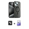 MARSİLYAN™- iPhone 14 Kılıf Nova Asil Prime - Siyah Bilvis 5in1 5D Magic Hayalet Cam Ekran Koruyucu + PVD Metal Kamera Lens - PE