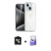 MARSİLYAN™- iPhone 14 Kılıf Nova Asil Prime - Siyah Bilvis 5in1 5D Magic Hayalet Cam Ekran Koruyucu + PVD Metal Kamera Lens - TU