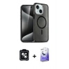 MARSİLYAN™- iPhone 14 Kılıf Nova Asil Prime - Siyah Bilvis 5in1 5D Magic Hayalet Cam Ekran Koruyucu + PVD Metal Kamera Lens - YL