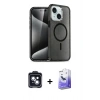 MARSİLYAN™- iPhone 14 Kılıf Nova Asil Prime - Siyah Bilvis 5in1 5D Magic Hayalet Cam Ekran Koruyucu + PVD Metal Kamera Lens - SH