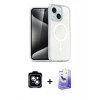 MARSİLYAN™- iPhone 14 Kılıf Nova Asil Prime - Siyah Bilvis 5in1 5D Magic Hayalet Cam Ekran Koruyucu + PVD Metal Kamera Lens - MI