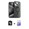 MARSİLYAN™- iPhone 14 Kılıf Nova Asil Prime - Siyah Bilvis 5in1 5D Magic Hayalet Cam Ekran Koruyucu + PVD Metal Kamera Lens - MI