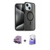 MARSİLYAN™- iPhone 14 Kılıf Nova Asil Prime - Siyah Bilvis 5in1 5D Magic Hayalet Cam Ekran Koruyucu + Raze Metal Kamera Lens - SH