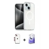 MARSİLYAN™- iPhone 14 Kılıf Nova Asil Prime - Siyah Bilvis 5in1 5D Magic Hayalet Cam Ekran Koruyucu + Shine Kamera Lens - KI