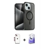 MARSİLYAN™- iPhone 14 Kılıf Nova Asil Prime - Siyah Bilvis 5in1 5D Magic Hayalet Cam Ekran Koruyucu + Shine Kamera Lens - KI