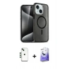 MARSİLYAN™- iPhone 14 Kılıf Nova Asil Prime - Siyah Bilvis 5in1 5D Magic Hayalet Cam Ekran Koruyucu + Shine Kamera Lens - YL