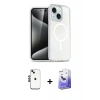 MARSİLYAN™- iPhone 14 Kılıf Nova Asil Prime - Siyah Bilvis 5in1 5D Magic Hayalet Cam Ekran Koruyucu + Shine Kamera Lens - SH