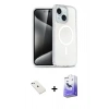 MARSİLYAN™- iPhone 14 Kılıf Nova Asil Prime - Siyah Bilvis 5in1 5D Magic Hayalet Cam Ekran Koruyucu + Diamond Kamera Lens - SABE