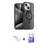 MARSİLYAN™- iPhone 14 Kılıf Nova Asil Prime - Siyah Bilvis 5in1 5D Magic Hayalet Cam Ekran Koruyucu + Diamond Kamera Lens - YL