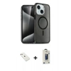 MARSİLYAN™- iPhone 14 Kılıf Nova Asil Prime - Siyah Bilvis Hayalet Cam Ekran Koruyucu + Diamond Kamera Lens - PE
