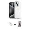 MARSİLYAN™- iPhone 14 Kılıf Nova Asil Prime - Siyah Bilvis Hayalet Cam Ekran Koruyucu + Diamond Kamera Lens - PE