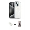 MARSİLYAN™- iPhone 14 Kılıf Nova Asil Prime - Siyah Bilvis Hayalet Cam Ekran Koruyucu + Diamond Kamera Lens - YL