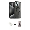 MARSİLYAN™- iPhone 14 Kılıf Nova Asil Prime - Siyah Bilvis Hayalet Cam Ekran Koruyucu + Diamond Kamera Lens - PE