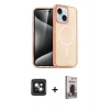 MARSİLYAN™- iPhone 14 Kılıf Nova Asil Prime - Siyah Bilvis Hayalet Cam Ekran Koruyucu + PVD Metal Kamera Lens - PE