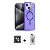 MARSİLYAN™- iPhone 14 Kılıf Nova Asil Prime - Siyah Bilvis Hayalet Cam Ekran Koruyucu + PVD Metal Kamera Lens - PE
