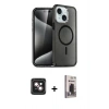MARSİLYAN™- iPhone 14 Kılıf Nova Asil Prime - Siyah Bilvis Hayalet Cam Ekran Koruyucu + PVD Metal Kamera Lens - PE