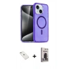 MARSİLYAN™- iPhone 14 Kılıf Nova Asil Prime - Siyah Bilvis Hayalet Cam Ekran Koruyucu + Sierra Blue Diamond Kamera Lens