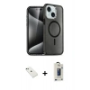 MARSİLYAN™- iPhone 14 Kılıf Nova Asil Prime - Siyah Bilvis Hayalet Cam Ekran Koruyucu + Diamond Kamera Lens - YL
