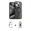 MARSİLYAN™- iPhone 14 Kılıf Nova Asil Prime - Siyah Bilvis Hayalet Cam Ekran Koruyucu + Shine Kamera Lens - YL