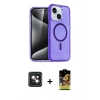 MARSİLYAN™- iPhone 14 Kılıf Nova Asil Prime - Siyah Buffer Cam Ekran Koruyucu + PVD Metal Kamera Lens - PE