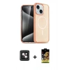 MARSİLYAN™- iPhone 14 Kılıf Nova Asil Prime - Siyah Buffer Cam Ekran Koruyucu + PVD Metal Kamera Lens - PE